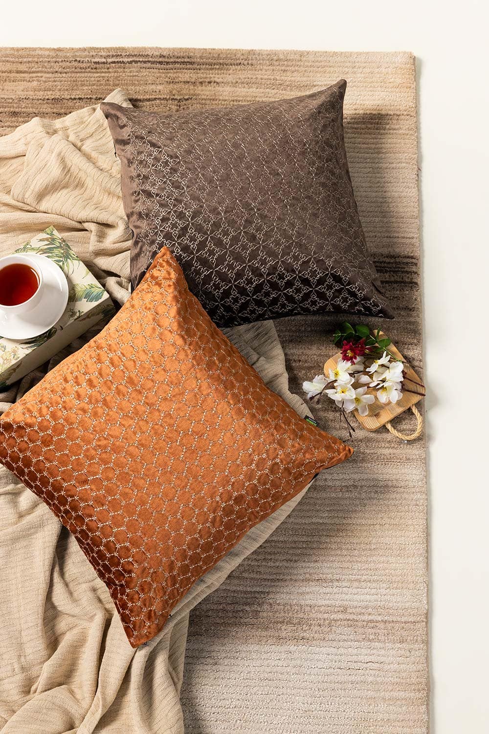 Octa Velvet Embroidered Cushion Cover