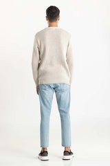 Off White Jacquard Sweater  224-111-008