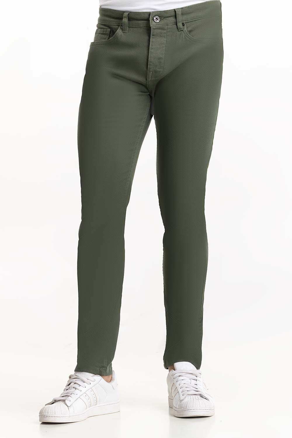 Olive Basic Non Denim Jeans