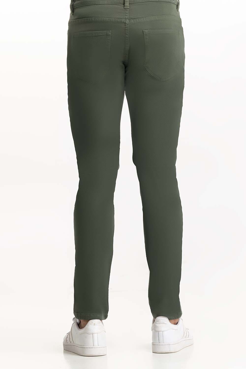 Olive Basic Non Denim Jeans