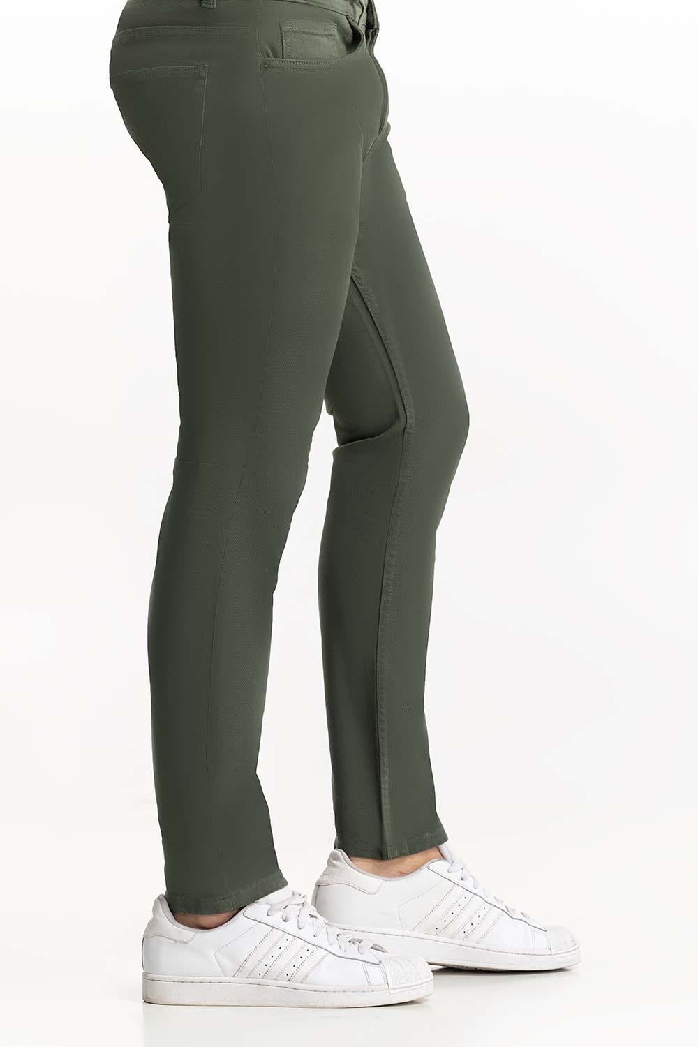 Olive Basic Non Denim Jeans