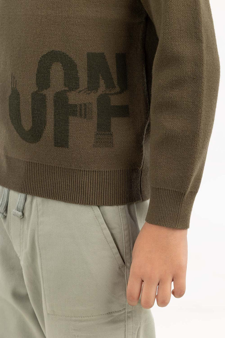 Junior Boy Olive Green Sweater 224 -311-027