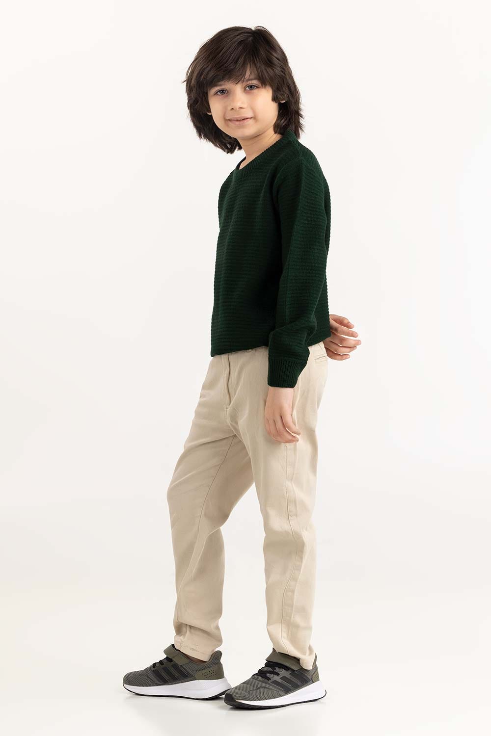 Junior Boy Olive Knit Sweater 224-311-100