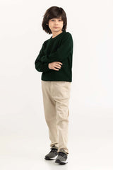Junior Boy Olive Knit Sweater 224-311-100