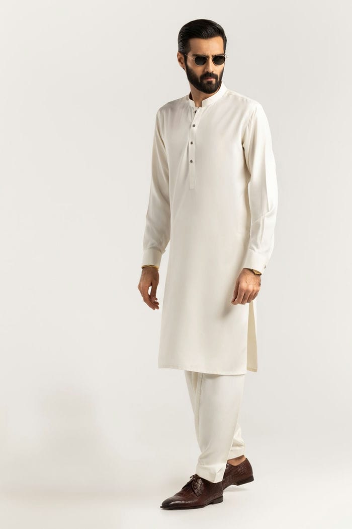 Off White Unstitched Fabric With Gift Box X-Series - Exceptional Collection Artisan