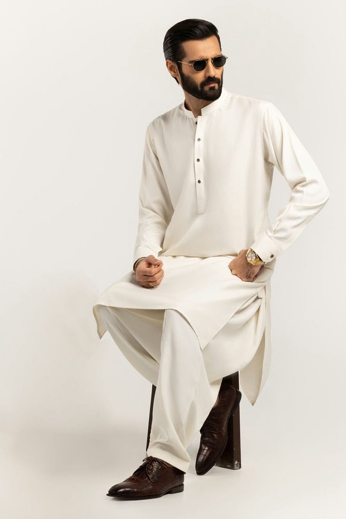 Off White Unstitched Fabric With Gift Box X-Series - Exceptional Collection Artisan