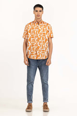 Orange White Printed Casual Shirt CS-PRT22-004