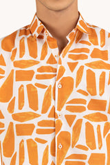 Orange White Printed Casual Shirt CS-PRT22-004