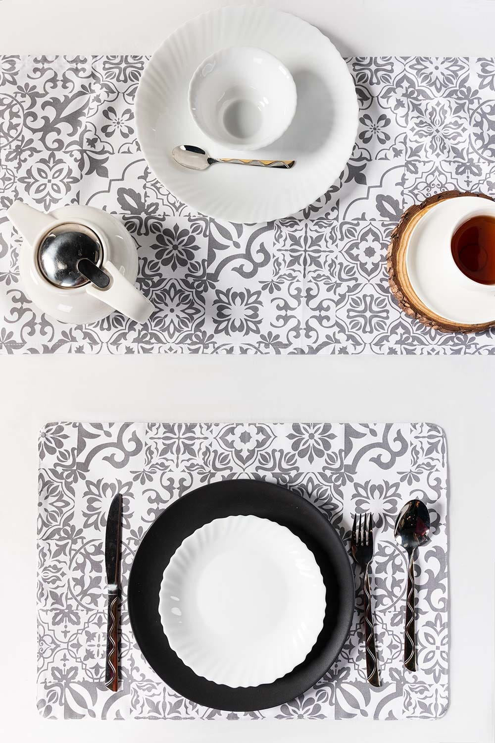 AW23-Oriental Grey Placemat and Runner Set