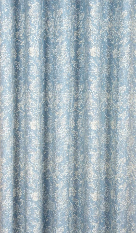 Pale Blue Printed Curtains