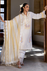 3 Piece Unstitched Embroidered Lawn Suit with Paper Cotton Dupatta FE-52019