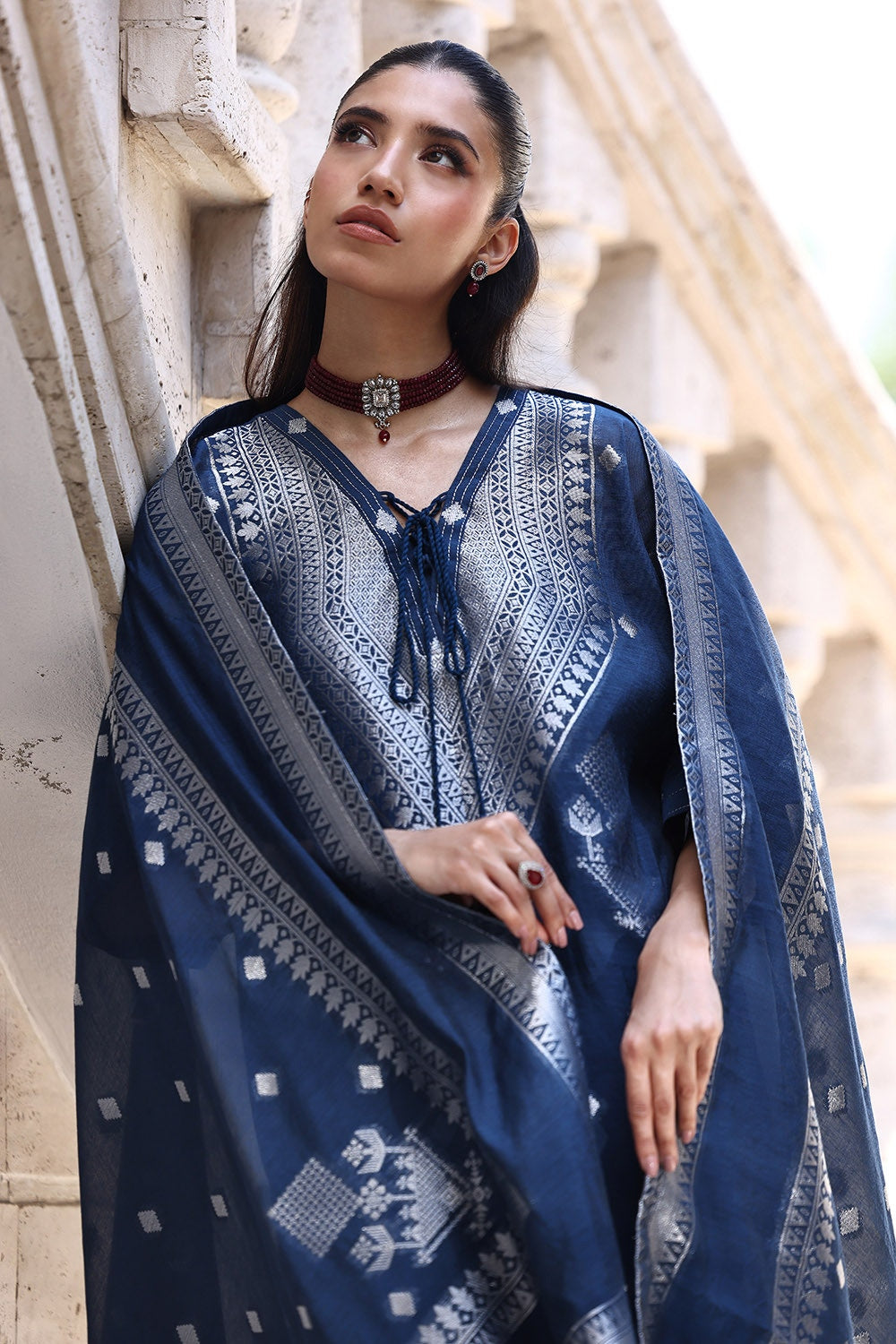 3 Piece Unstitched Paper Cotton Jacquard Suit with Paper Cotton Jacqaurd Dupatta FE-52017