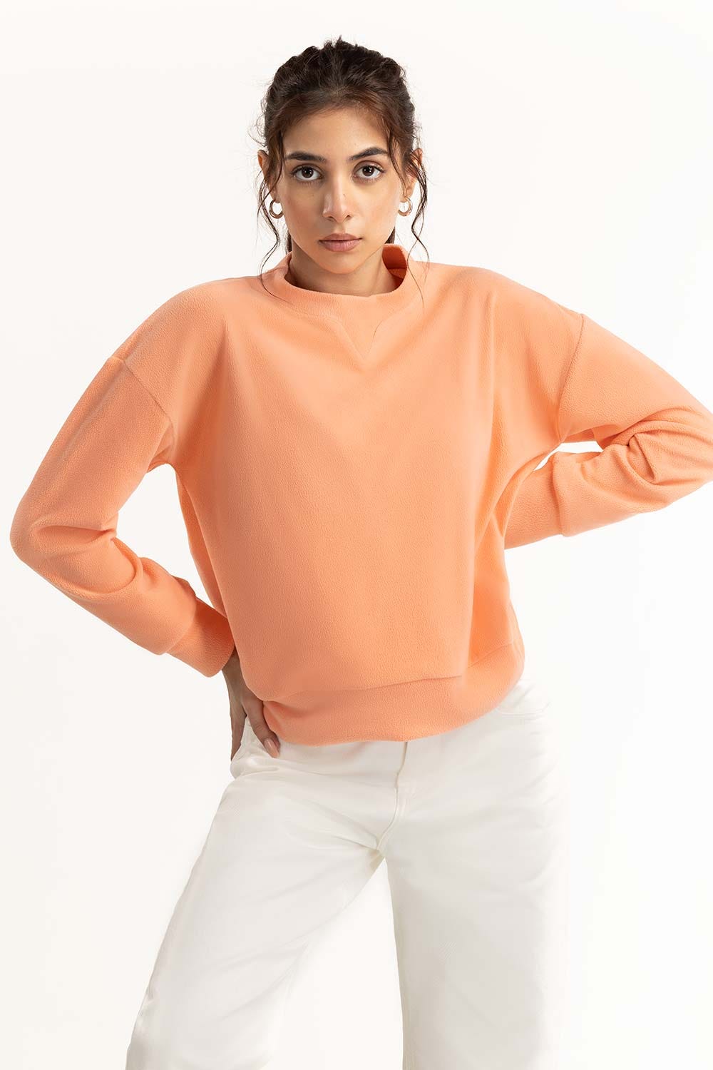 Peach Embroidered Sweatshirt 224-210-001