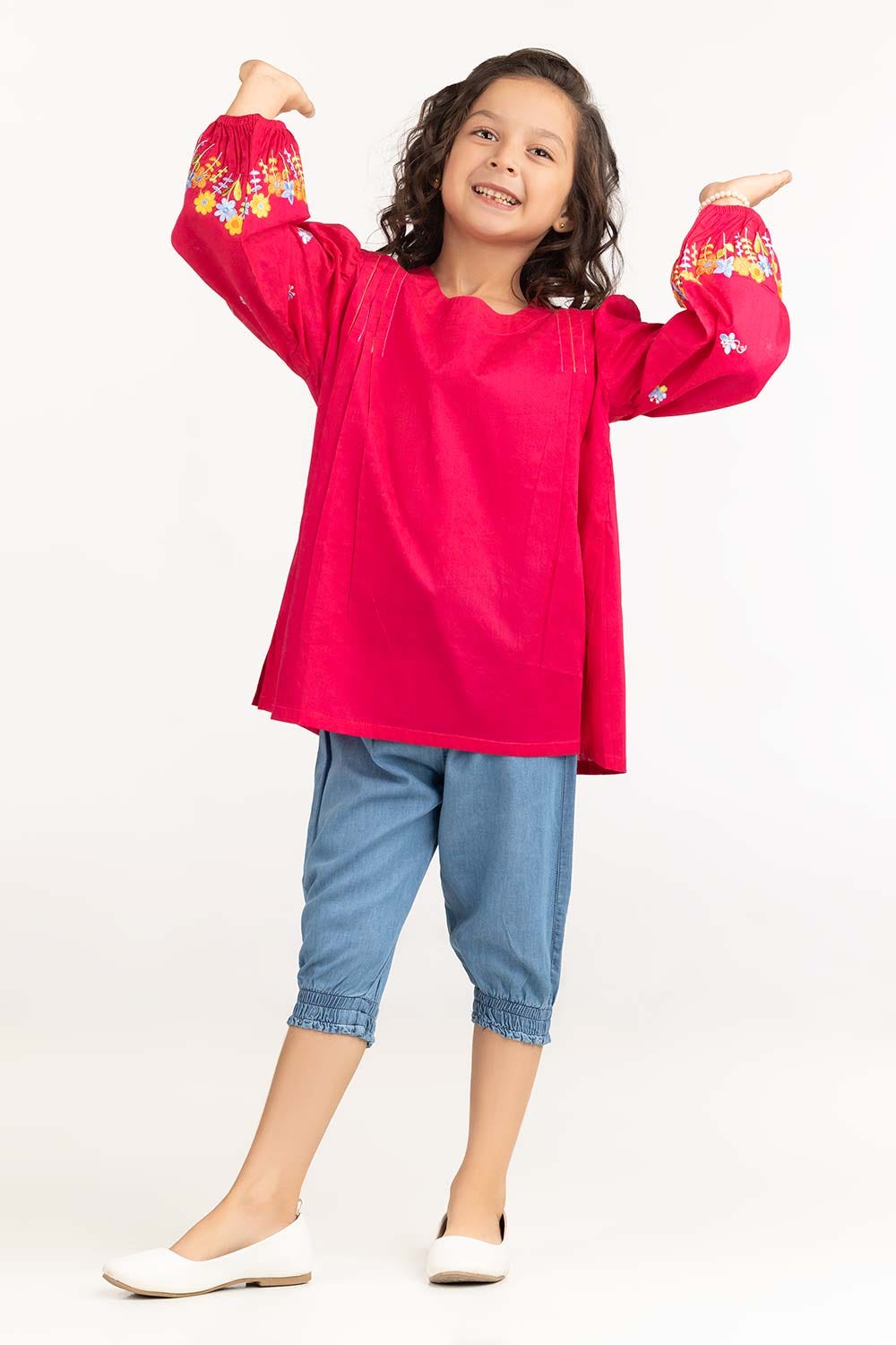 Toddler Girl Pink Basic Woven Top TGWT-2210006