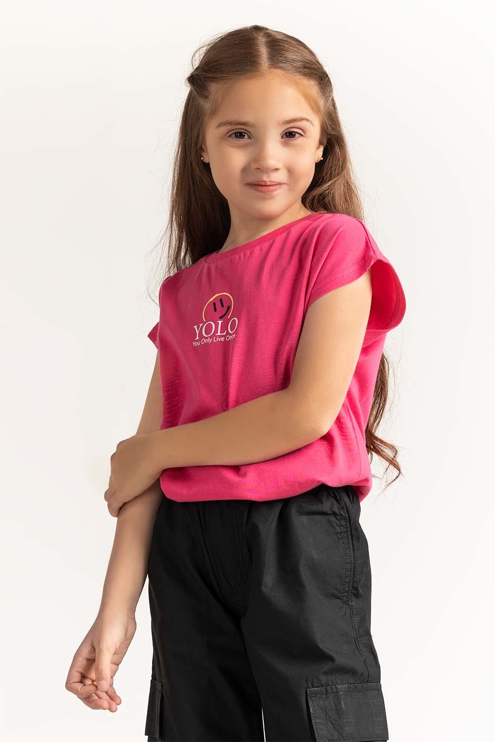 Pink Junior Girl Knit Printed Tee JG-TS-SS24-001