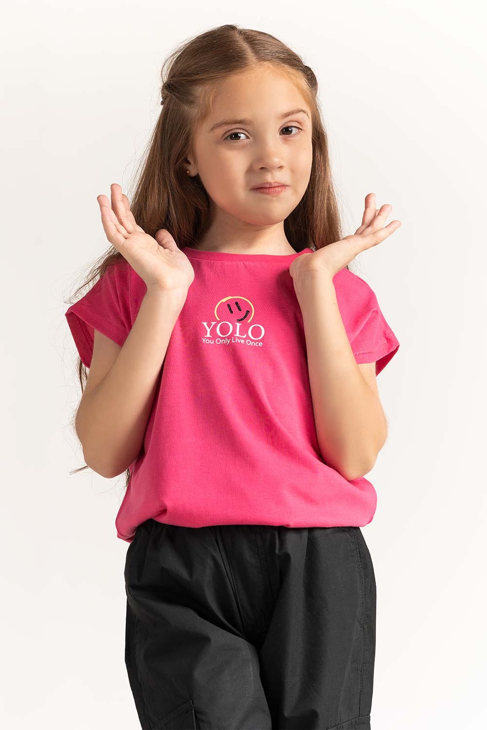 Pink Junior Girl Knit Printed Tee JG-TS-SS24-001