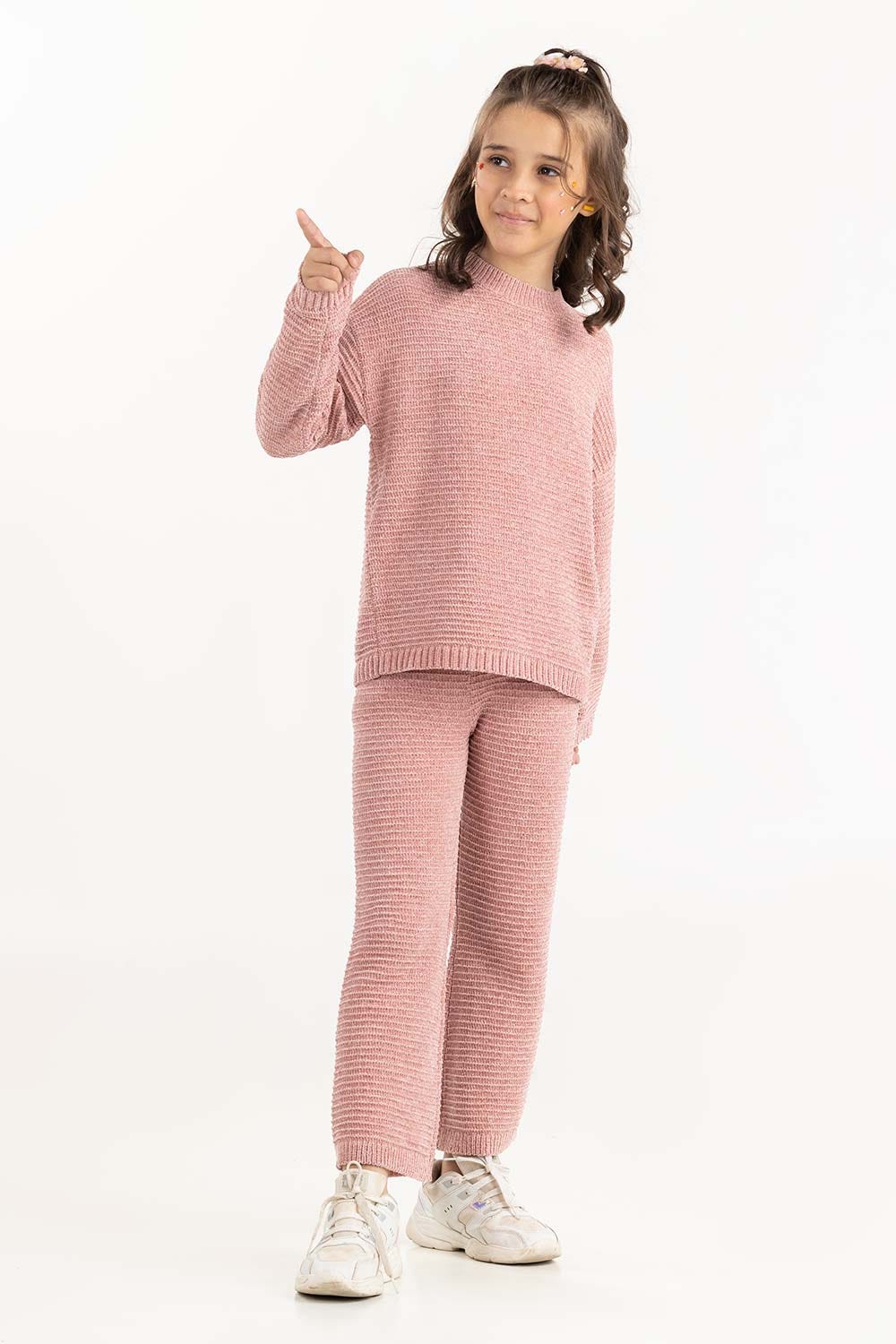 Toddler Girl Pink Knit Trouser 224-616-306