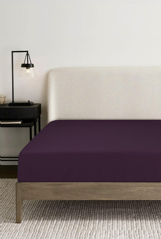 Plum Dyed Fitted Sheet Set 23