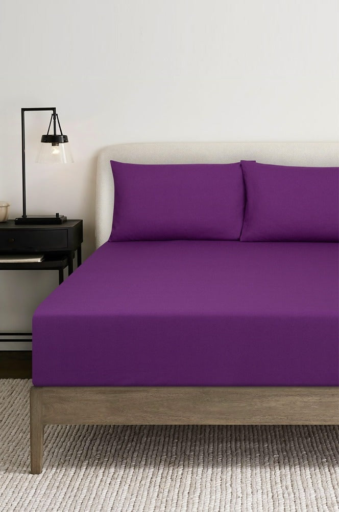 Plum Dyed T-150 Fitted sheet