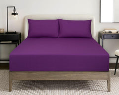 Plum Dyed T-150 Fitted sheet