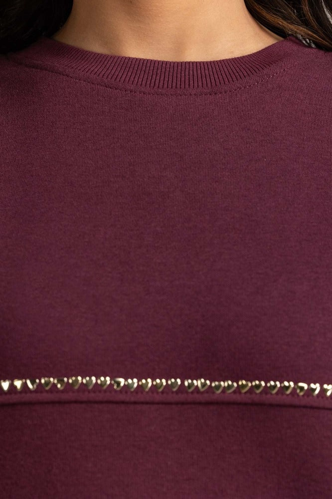 Plum Knitted Sweatshirt WM-SWS-WS23-008