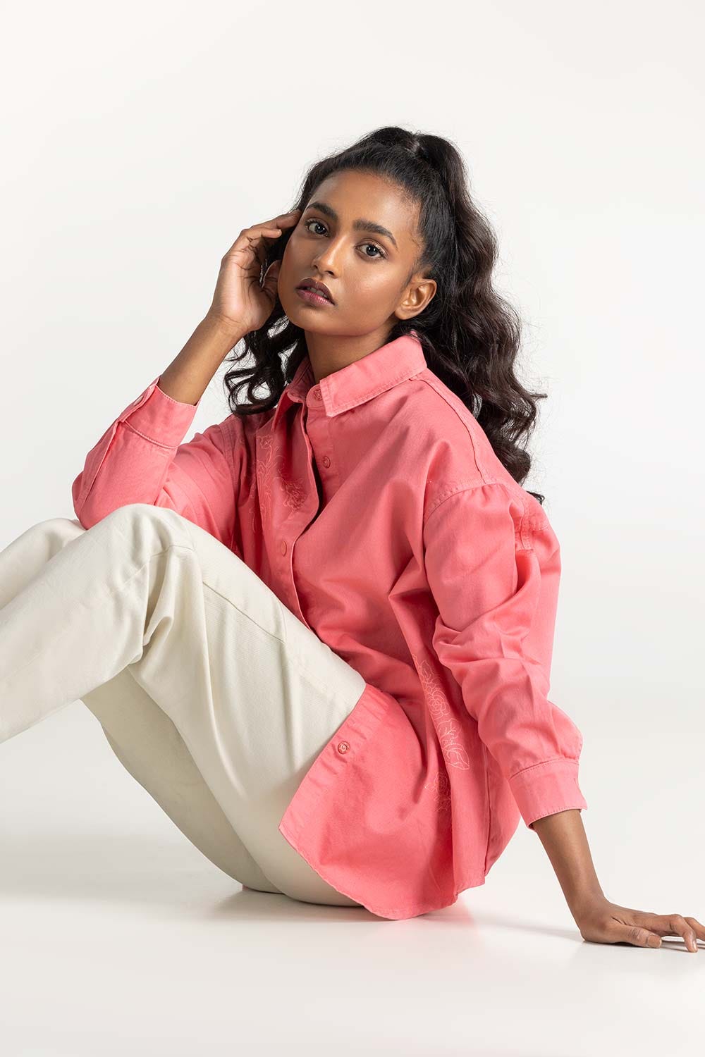 Plumra Pink Non Denim Shirt 224-217-019