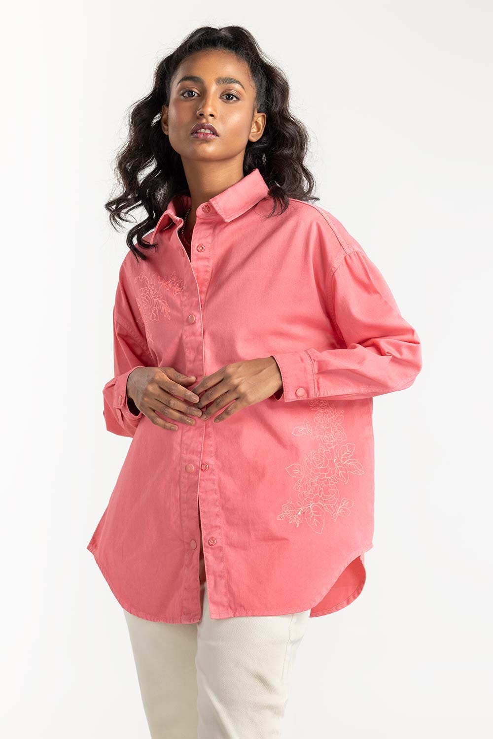 Plumra Pink Non Denim Shirt 224-217-019
