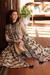 3 Piece Embroidered Lawn Unstitched Suit with Embroidered Chiffon Dupatta with Sequins PM-42010