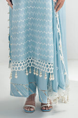 3 Piece Unstitched Schiffli Embroidered Lawn Suit with Schiffli Embroidered Chiffon Dupatta PM-52041