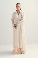 3 Piece Unstitched Schiffli Embroidered Lawn Suit with  Embroidered Chiffon Dupatta PM-52046