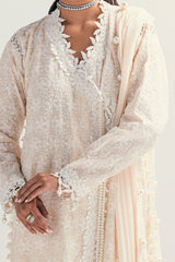 3 Piece Unstitched Schiffli Embroidered Lawn Suit with  Embroidered Chiffon Dupatta PM-52046