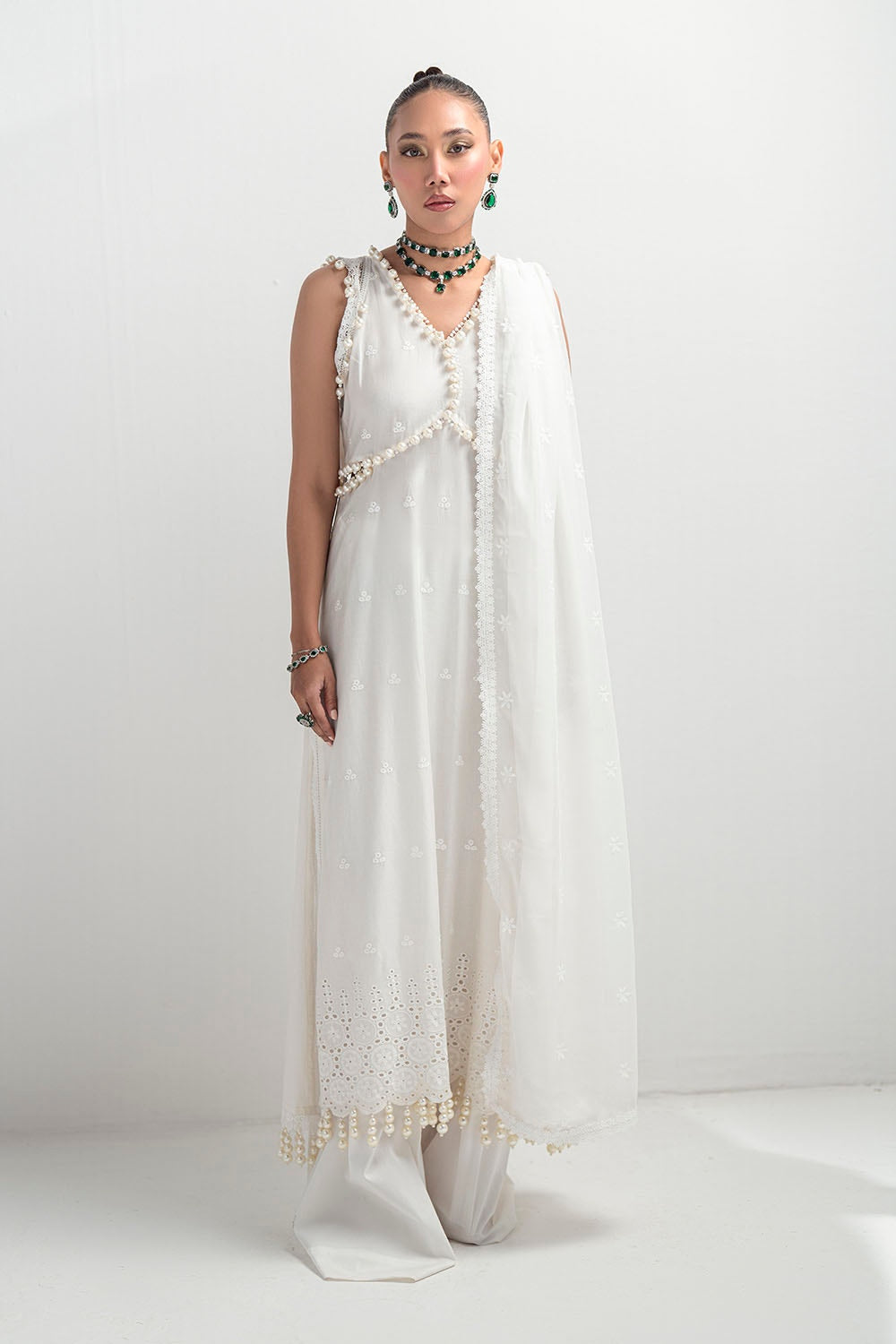 3 Piece Unstitched Schiffli Embroidered Lawn Suit with Schiffli Embroidered Chiffon Dupatta PM-52053