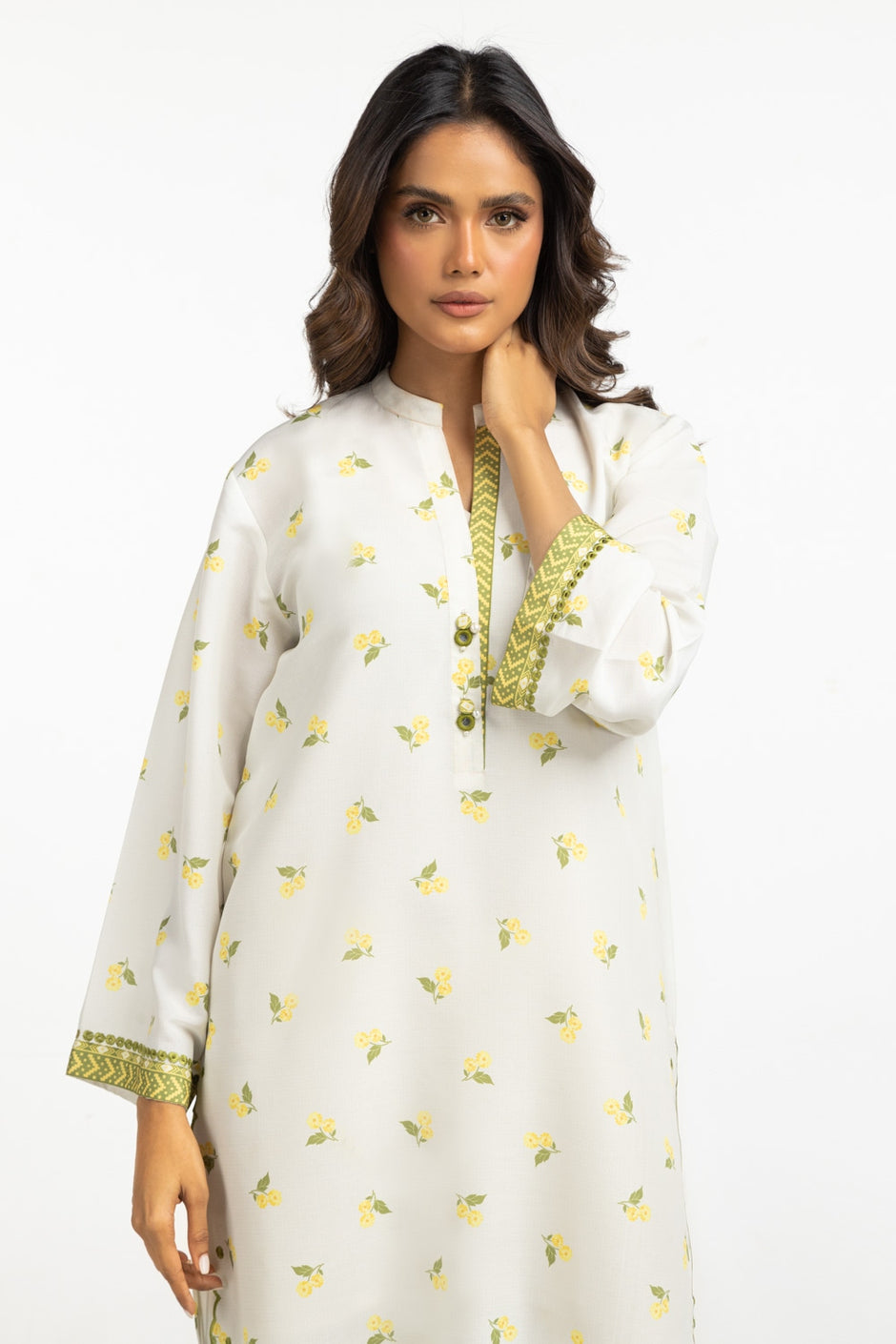 Poly Cambric Printed With Embroidered Co-Ord Set