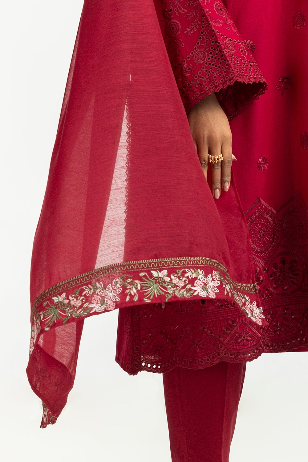 Poly Munar Embroidered Dupatta  IPD-44629