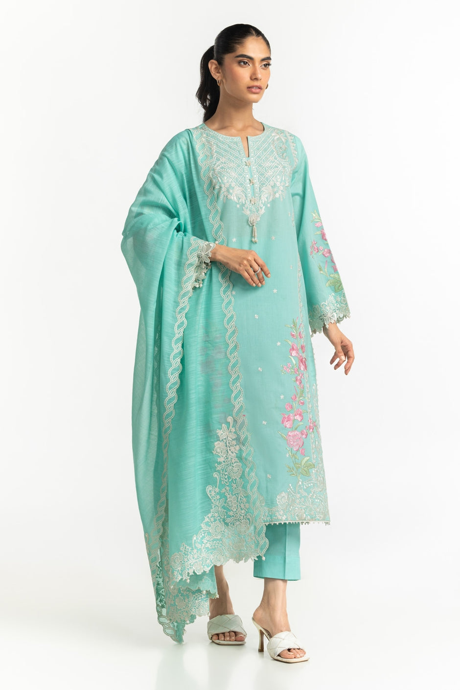 Poly Munar Embroidered Dupatta
