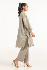 Poly Net Burnout Embroidered Shirt And Trouser IPST-44332
