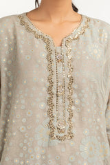 Poly Net Burnout Embroidered Shirt And Trouser IPST-44332