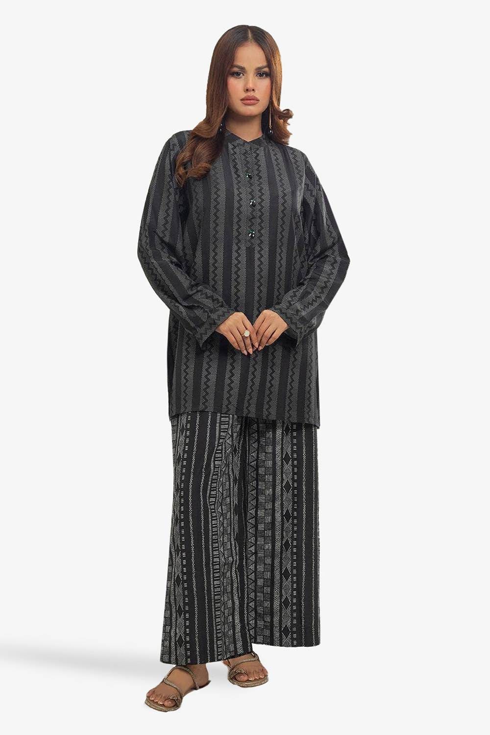Poly Raw Slub Printed Co-Ord Set IPST-44132