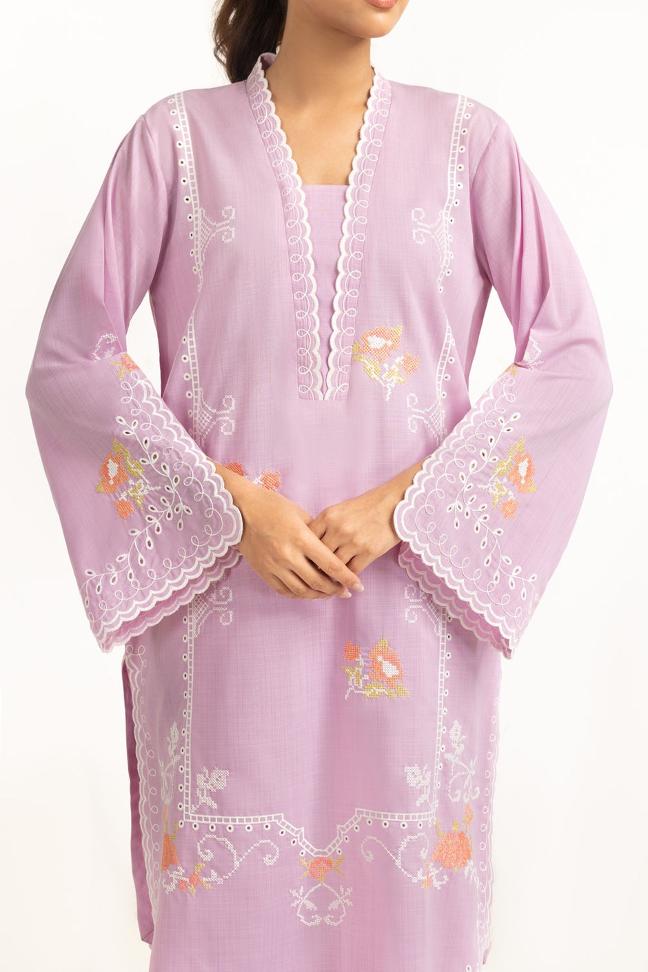 Poly Slub Embroidered Co-Ord Set