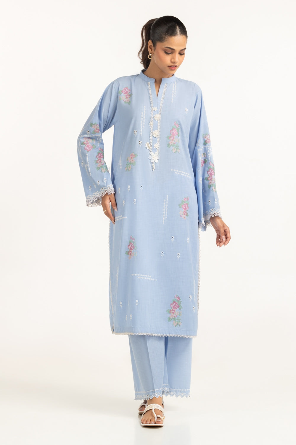 Poly Slub Embroidered Co-Ord Set IPST-44357