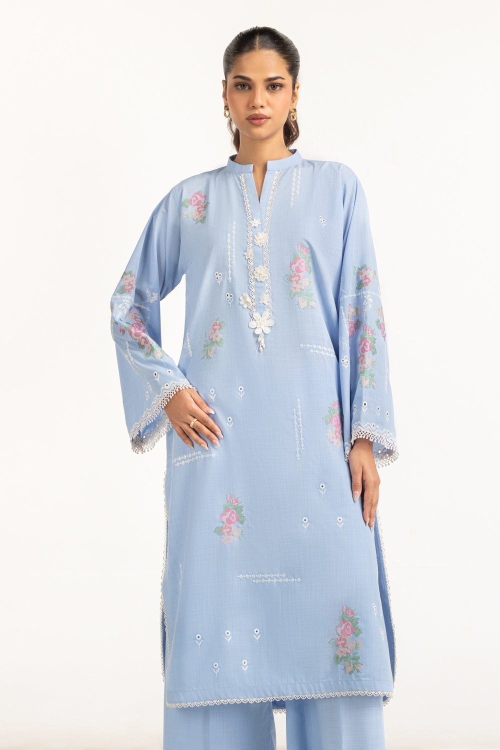 Poly Slub Embroidered Co-Ord Set IPST-44357