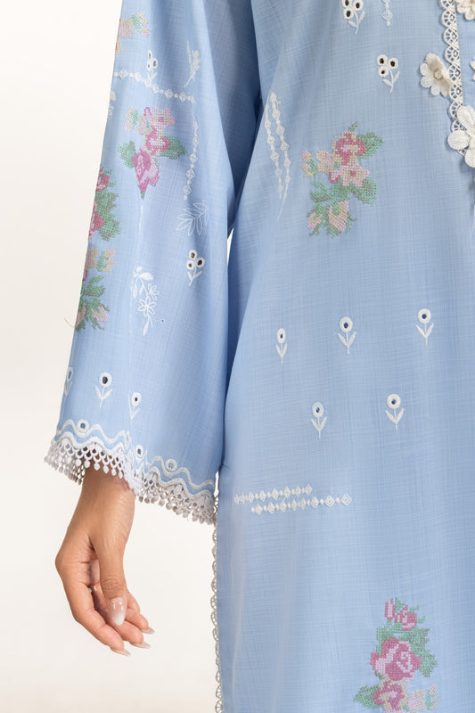 Poly Slub Embroidered Co-Ord Set IPST-44357