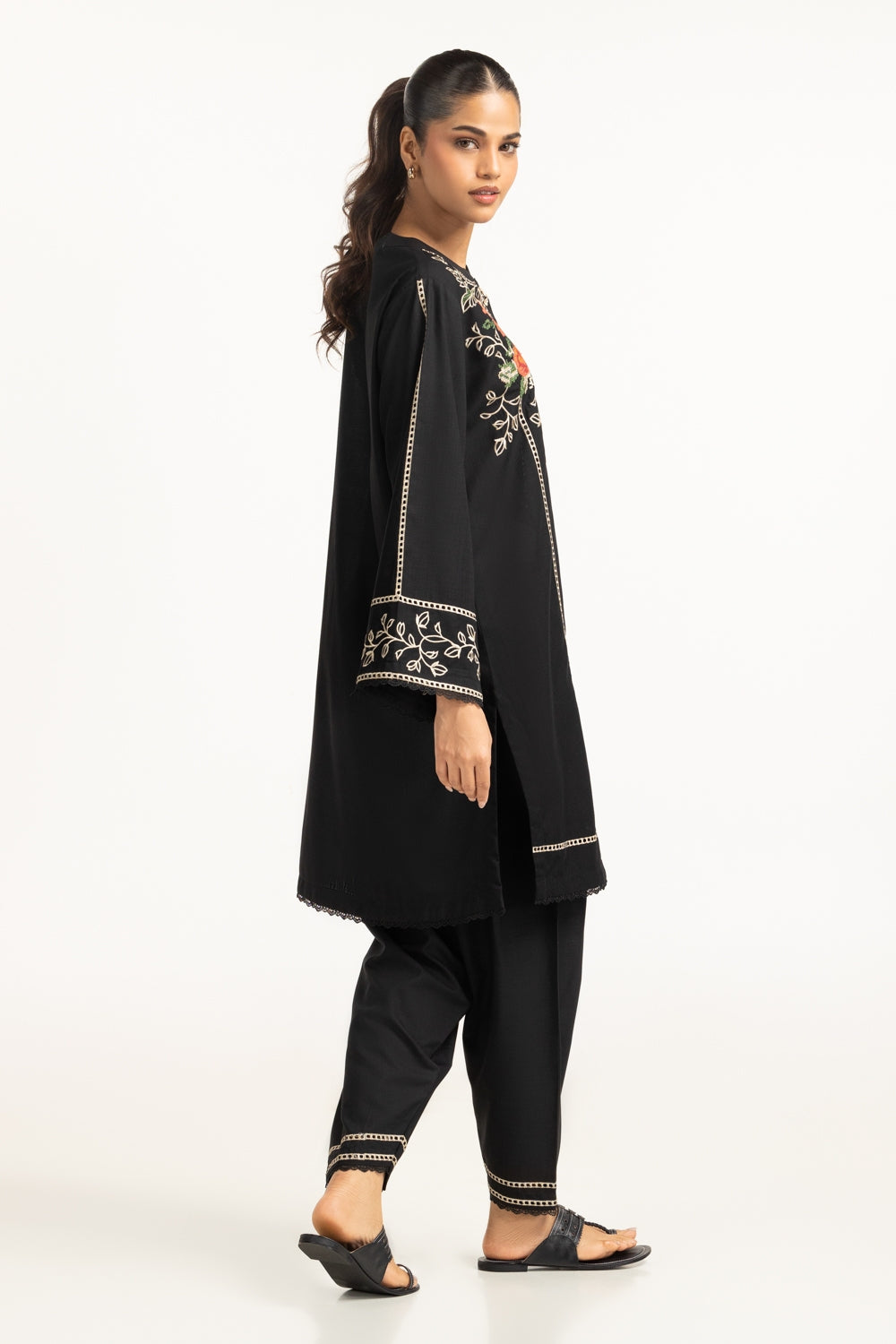 Poly Slub Embroidered Co-Ord Set IPST-44359