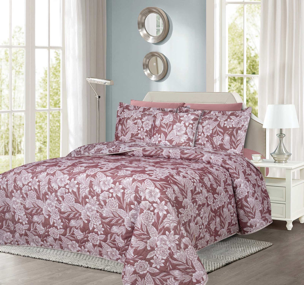 Pomegranate 5 Pcs Luxury Jacquard Bed Spread