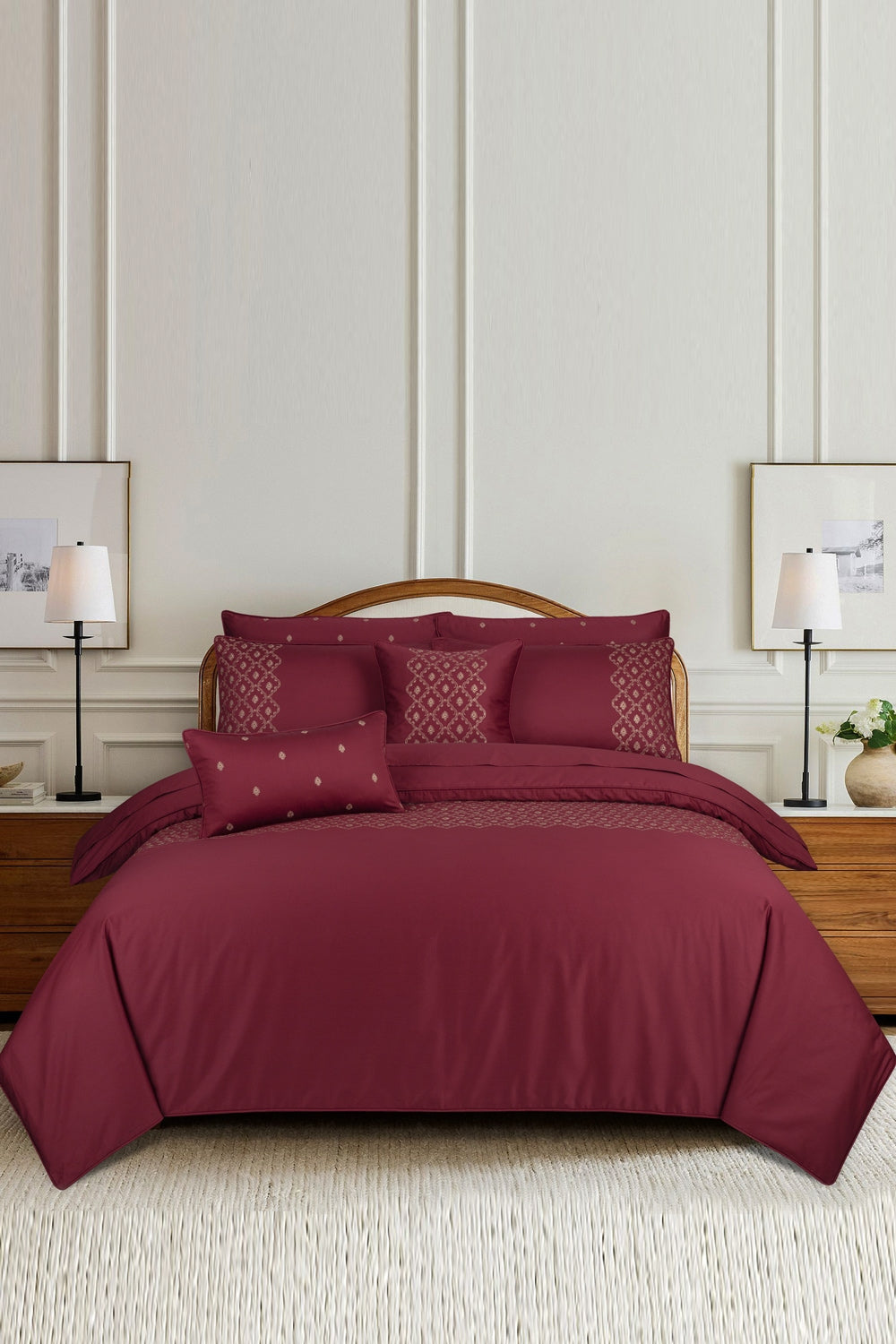 Pomegranate T-400 Embroidered Quilt Cover Set