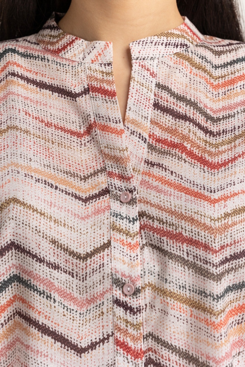 Printed-Ban-Collar Button Down Shirt WM-CS-SS24-044