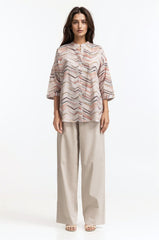 Printed-Ban-Collar Button Down Shirt WM-CS-SS24-044
