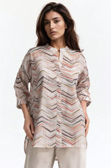 Printed-Ban-Collar Button Down Shirt WM-CS-SS24-044