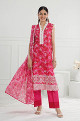 3 Piece Unstitched Embroidered Printed Lawn Suit with Embroidered Printed Chiffon Dupatta PR-52004