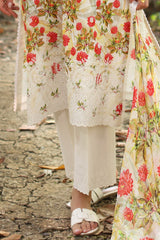 3 Piece Unstitched Embroidered Printed Lawn Suit with Printed Chiffon Dupatta PR-52006